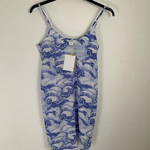 Monki Slip Mini Dress UK 10 Blue White Strappy NEW TAGS Summer Holiday - Picture 1 of 8