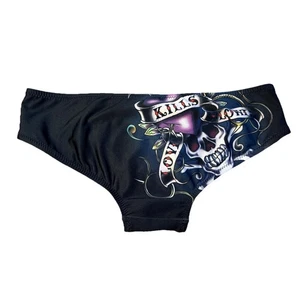 Y2K Ed Hardy Christian Audigier Bikinihose "Love Kills Slowly" Totenkopf Gr. Lg - Bild 1 von 9