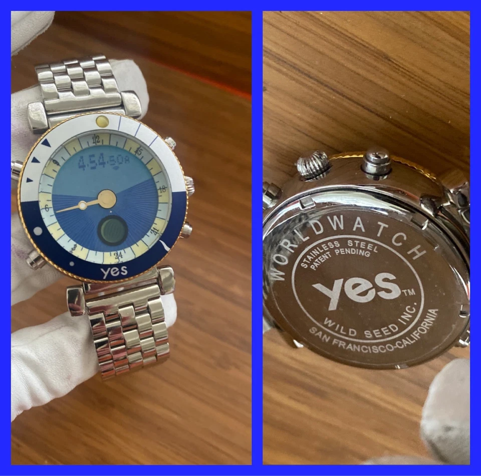 YES World Watch Mens Lunar Phase Longitude /latt Sunrise Sunset More - Image 1 of 4