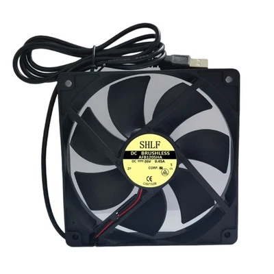 USB Fan 12CM Black USB5V 12025 USB Power Brushless Cooling Fan Computer Heatsink - Image 1 of 4