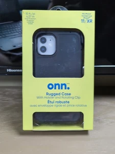 onn. Coque téléphone fine robuste pour iPhone 11 / iPhone XR avec étui et clip rotatif - Photo 1 sur 8