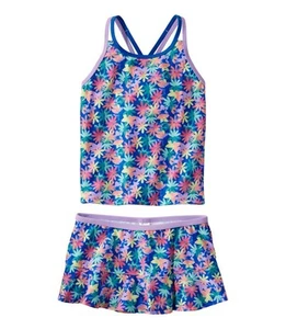 L.L. Bean Girls' Sz 14 Swimsuit Tankini Skirt Set Capri Blue Daisy NWOT Colorful - Picture 1 of 18