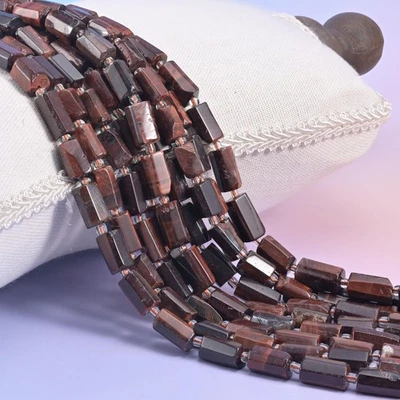 Cuentas de tubo facetadas ojo de tigre rojo natural tamaño 12x8 mm Foto 1 de 4