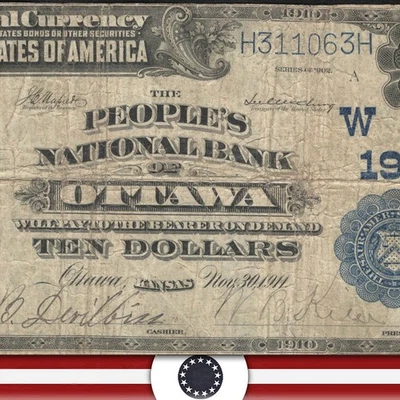 1902 $10 OTTAWA, KS NATIONAL BANK NOTE FRANKLIN COUNTY, KANSAS 9721 - Image 1 of 3