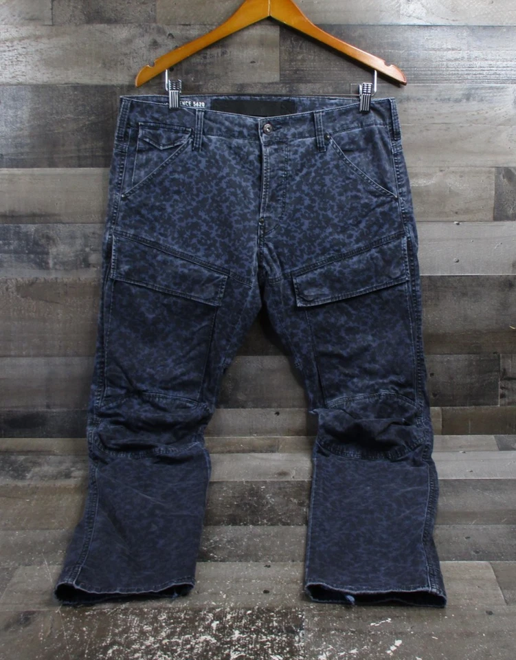 Pantalones G-Star RAW Para Hombres 33x32 Azul Camuflaje Defensa Aérea 5620 3D Delgados Carga Botón Mosca Foto 1 de 4