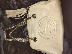 Gucci Schultertasche Soho Beige Leder Double Goldfarben Kette - Bild 1 von 6