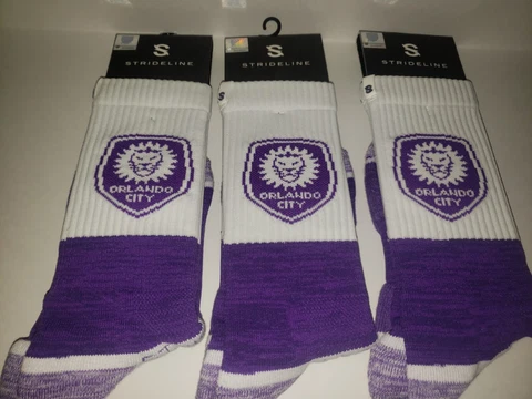 Strideline Orlando City SC 3 Pair Adult White Classic Knit Crew Socks, Sz M/L Cover