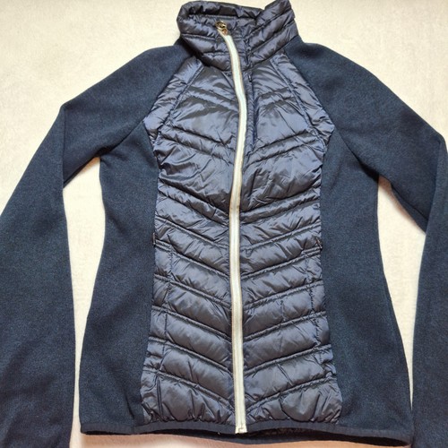 MICHAEL KORS piumino imbottito giacca taglia S blu navy manica pile zip intera