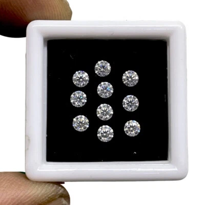 VVS 10 Pcs D Color Loose White Moissanite 3mm Round Diamond Cut Wholesale Lot - Image 1 of 4