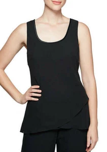 NEW ALEX EVENINGS BLACK RUFFLE BLOUSE TANK SIZE M $68 - Picture 1 of 2