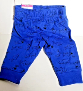 Blue Sweatpants With Sharks Size 0-3M New - Picture 1 of 1
