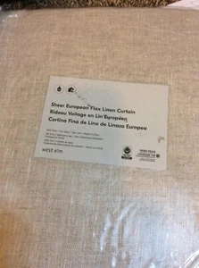 West Elm One (1) Sheer European Flax Linen Curtain 48x84 Natural NEW - Picture 1 of 1