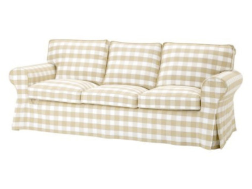 New IKEA Ektorp 3-Seater sofa COVER set in BERGVIK BEIGE CHECK 801.054.23
