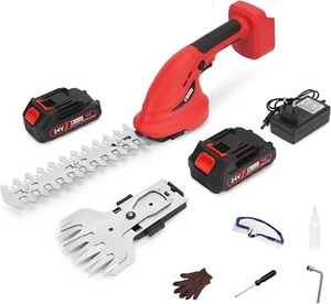 TOOVEM 24V Hedge Trimmer & Cordless Grass Shear-2 in 1 Handheld Grass Trimmer - Picture 1 of 9