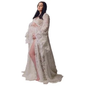 Pregnant Women's Long Dress Maternity Lace Bohemia Gown Skirt For Photo Shoot - Picture 1 of 4