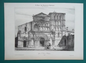 BORDEAUX Iglesia Románica de la Santa Cruz Francia - 1840 ESCASA Litografía - Imagen 1 de 1
