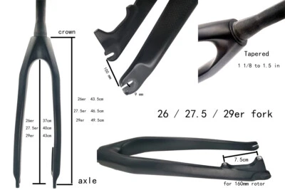 WCS carbon fiber 26 / 27.5 / 29 er MTB Disc 1 1/8 to 1 1/2 tapered fork - Image 1 of 4