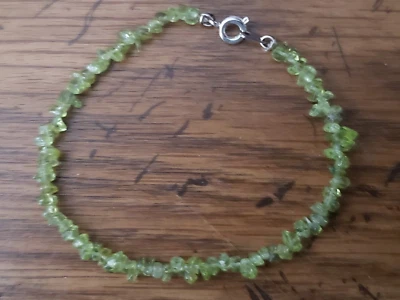 Genuine NATURAL * PERIDOT *  STONE BRACELET, 7 INCHES Long, Handmade in USA - Image 1 of 4