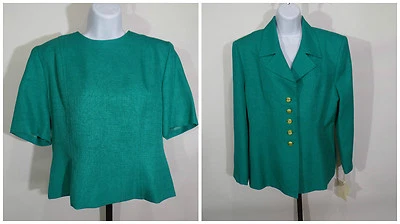 Blazer Traje Top Para Mujer Verde Jade Talla 12 Henry Lee Poliéster Nuevo Con Etiquetas Nuevo $194 Foto 1 de 4