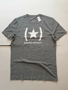 NWT BANANA REPLUBLIC MEN'S CHARCOAL HEATHER STAR LOGO TEE SIZE L-TALL 860983 - Picture 1 of 4