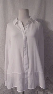 CALVIN Klein Ladies Button Up Blouse Mesh Collared Career Work Wear Top Size M - Picture 1 of 6