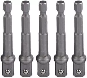 5 Pieces Impact Adapter Square Socket Adapter 1/4" Hex Shank To 3/8" Square Tool - Picture 1 of 5