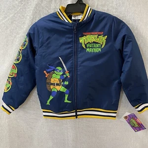 Teenage Mutant Ninja Turtles Bomber Jacket Boys 10-12 Blue Full Zip Pickets - Picture 1 of 16