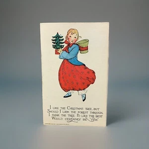 Tuck Christmas Postcard Long Ago Children 556 Schmucker Girl "Yew" Tree - Picture 1 of 4