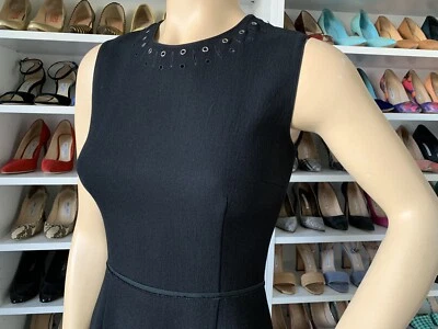 AUTÉNTICO VESTIDO VAINA PRADA NEGRO RIBETE DE LANA Y TERCIOPELO SIN MANGAS $2000+ Foto 1 de 4