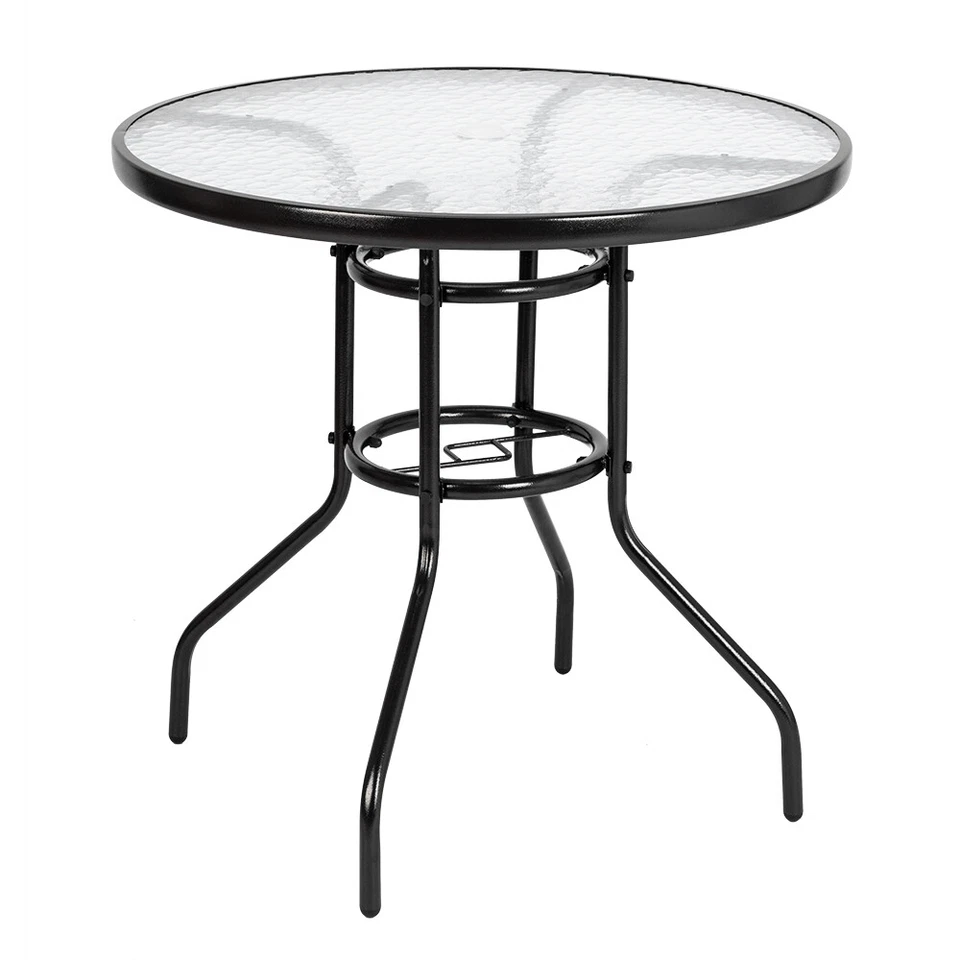 Outdoor Dining Table Round Toughened Glass Table Yard Garden Glass Table - Image 1 of 4