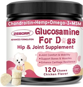 Glucosamine for Dogs, Joint Supplement Chondroitin, MSM, 120 Count - Picture 1 of 8