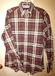 Vintage Tommy Hilfiger Men's Shirt Size Small Plaid Red Green Long Sleeve Button - Picture 1 of 6