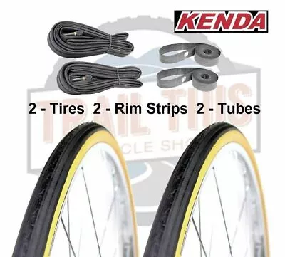 2-Pack Kenda K35 Gumwall 27x1-1/4" Road Bike Tires Tubes & Rim Strips Set Kit - Image 1 of 4