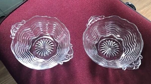 Anchor Hocking Clear Glass Line 17 Wavy Ripple Handled Scalloped Bowls - Picture 1 of 6