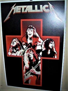 METALLICA Group Art in Cross Color Poster Cliff Burton James Lars Kurk Very COOL - Picture 1 of 1