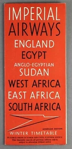 IMPERIAL AIRWAYS USA EDITION WINTER 1938 AIRLINE TIMETABLE EGYPT SUDAN AFRICA - Picture 1 of 5