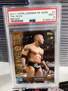 the rock 2017 topps legends of wwe bronzo #3 psa 9 pop 1 - Foto 1 di 10
