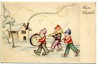 Serie Completa di 4 cartoline Gnomi musicanti Buon Natale PC Circa 1940 78