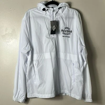 Hard Rock Hotel Hollywood Florida White 1/4  Zip Windbreaker Jacket Men's L - Image 1 of 4