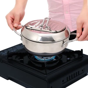 Deep Fryer Pot, Tempura Frying Pan, Stove Top, 9” x 5.5”, 114 Oz (3.6 Qt), 304 S - Picture 1 of 9