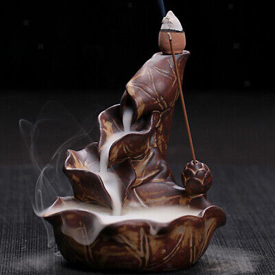 1x Backflow Ceramic Incense Burner Cone Holder Buddhist Fragrant #6 Lotus Tower • 18.73$
