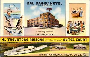 Linen Postcard Sal Sageu Hotel Nevada El Trouatore Autel Court Arizona~2153
