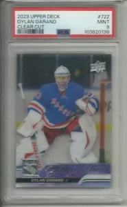 2023-24 UPPER DECK DYLAN GARAND CLEAR CUT YOUNG GUNS #722 GRADED PSA 9 RANGERS - Picture 1 of 2