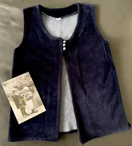 Chaleco de Terciopelo Vintage Y2K Años 90 Juniors Azul Marino Tres Botones Delanteros - Imagen 1 de 8
