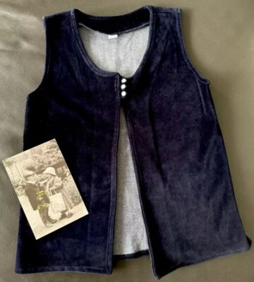 Chaleco de Terciopelo Vintage Y2K Años 90 Juniors Azul Marino Tres Botones Delanteros Foto 1 de 4