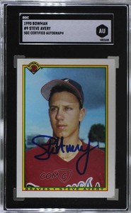1990 Bowman Steve Avery #9 SGC Authentic Authentic Auto