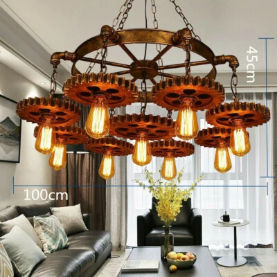 110V Ceiling Mount Lamp Height Adjustable Chandelier Retro Ceiling Light Fixture - Image 1 of 4