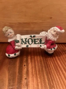 Vintage Lipper Mann Japan Ceramic Christmas Santa & Mrs Claus Hold NOEL Letters - Picture 1 of 4