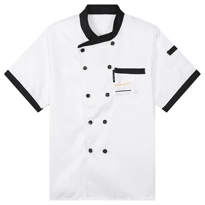 Mens Chef Jacket Coat Hotel Restaurant Kitchen Workwear Cooking Uniforms Tops - Image 1 of 3