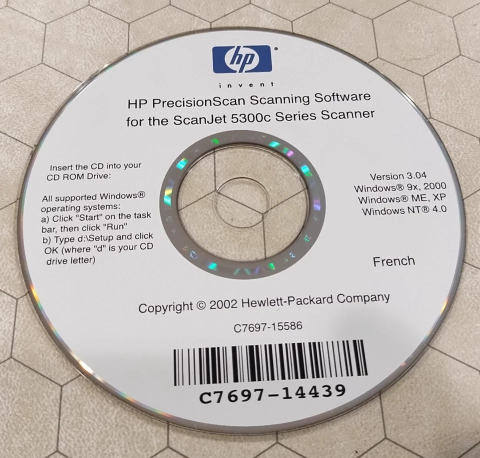 Software de controlador HP PrecisionScan 5300c ScanJet CD-ROM, PC, 2002, Francés Francés Foto 1 de 1